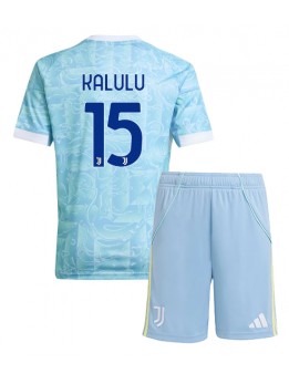 Juventus Pierre Kalulu #15 Auswärts Trikotsatz für Kinder 2025-26 Kurzarm (+ Kurze Hosen)